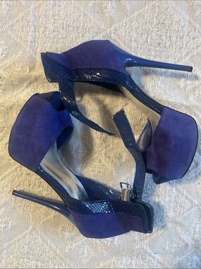 Bakers Purple Suede & Patent Platform Stilettos